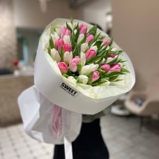 Buchet Lalele Roz și Albe